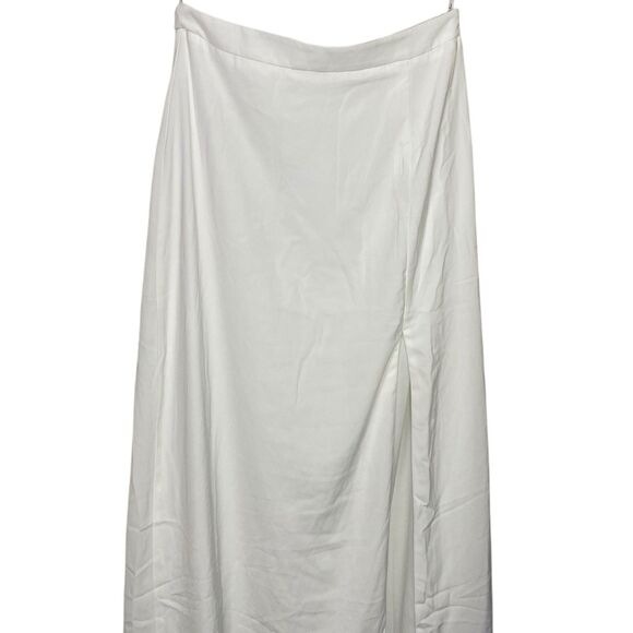 Lulus Maxi Skirt Womens M White Side Slit Lined Minimalist Formal High Rise - Picture 4 of 14
